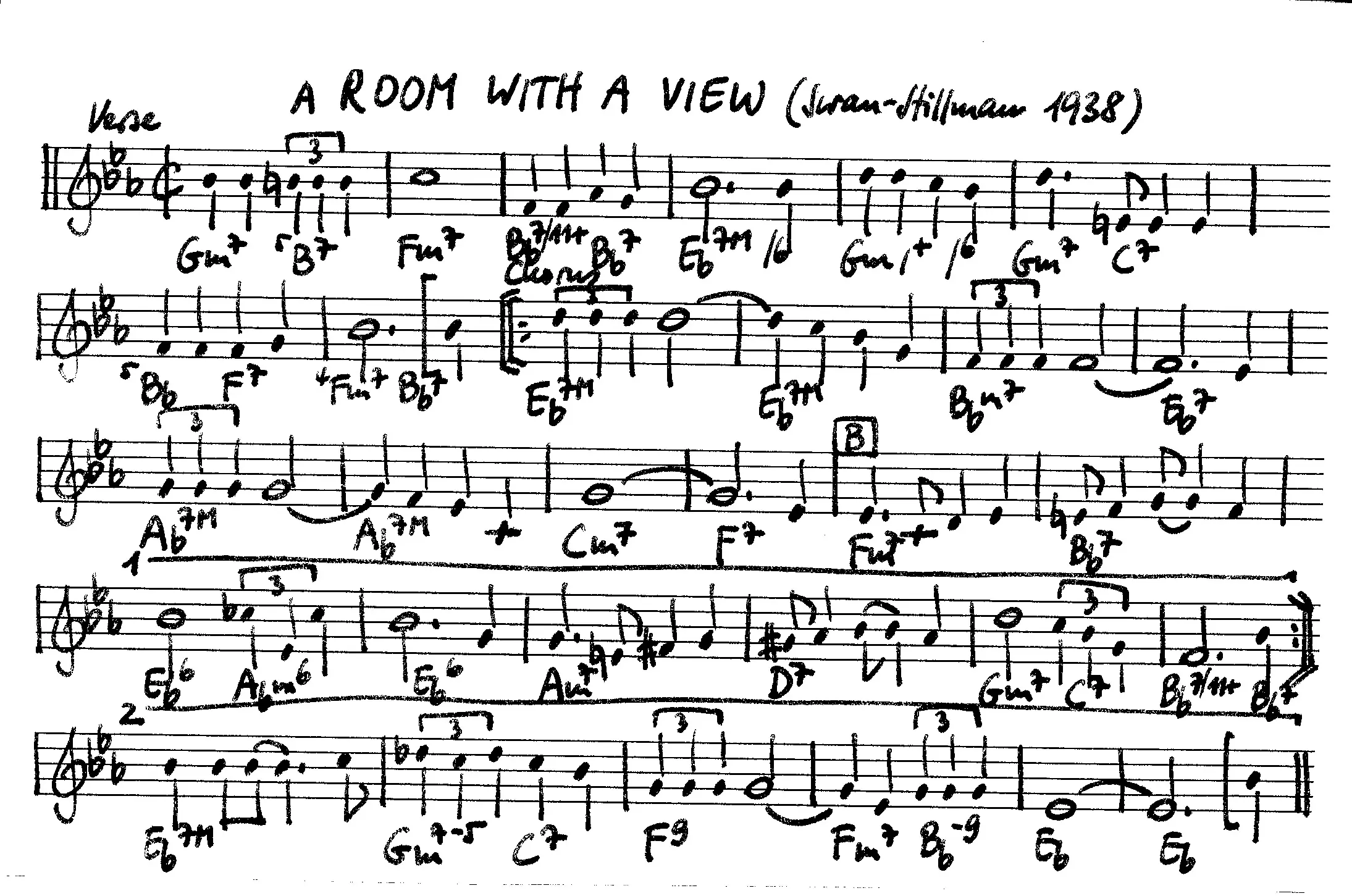 a room with a view free jazz leadsheet - Courtesy of the Jungle Jazz Band